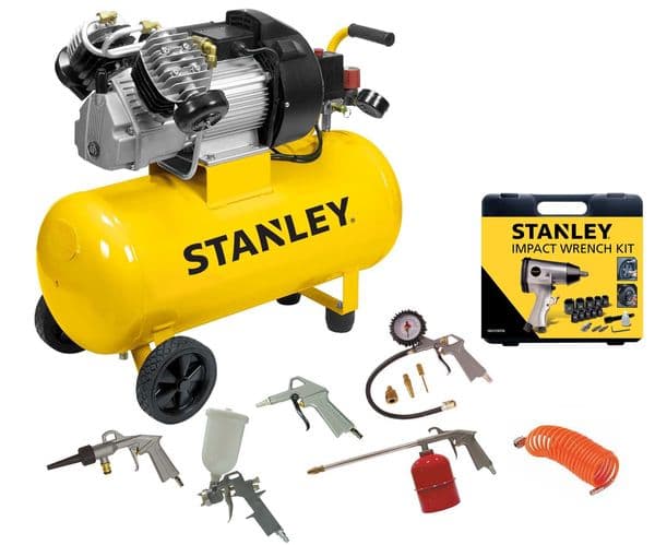 Компресор Stanley DV2 400/10/50KIT 2 глави 50л 2.2kW + аксесоари