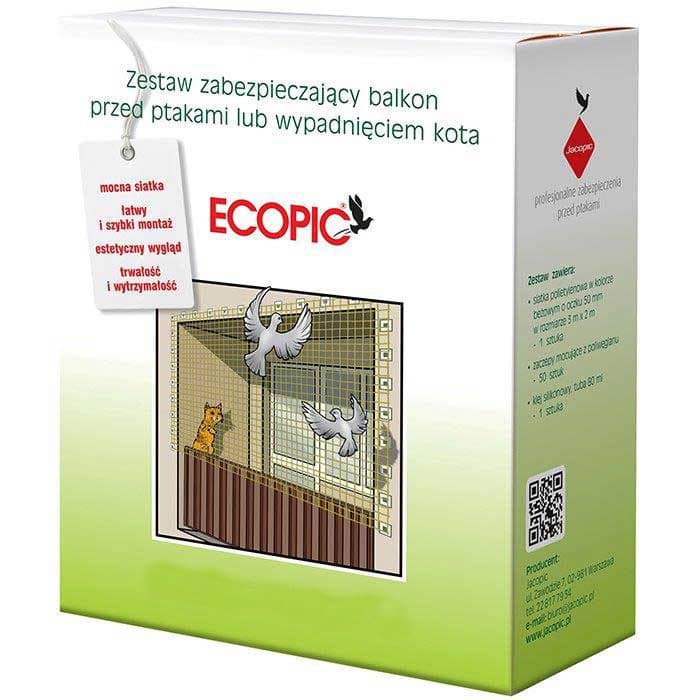 Предпазна мрежа за балкон против птици и падане на котки Ecopic 5x2м