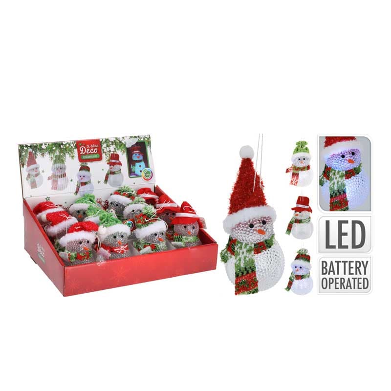 Снежен човек за закачване LED RGB 10см