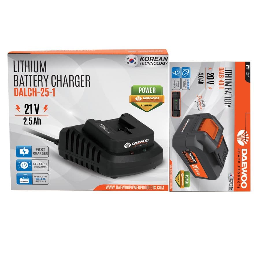 Зарядна станция Daewoo Uni-Bat 21V/2.5Ah + батерия 20V/4.0Ah