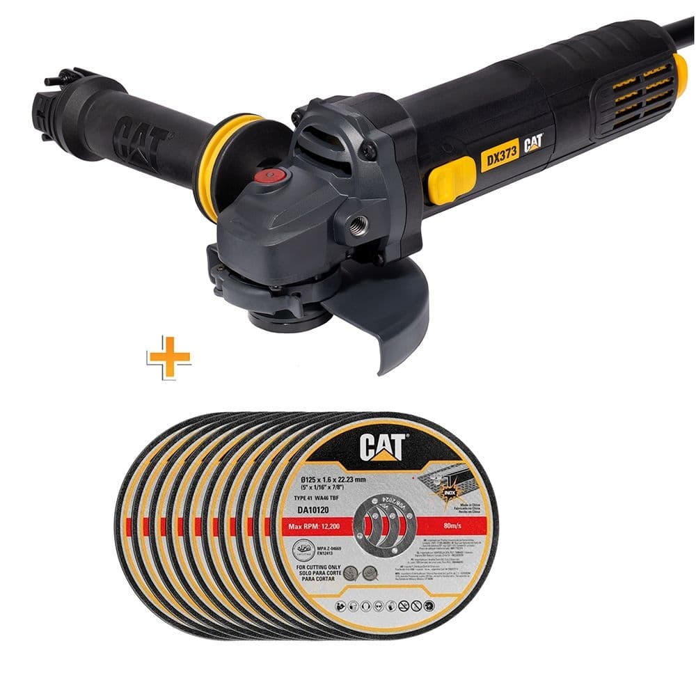 Комплект ъглошлайф CAT DX373 / 750W + 10 диска за метал 125х1,6мм 