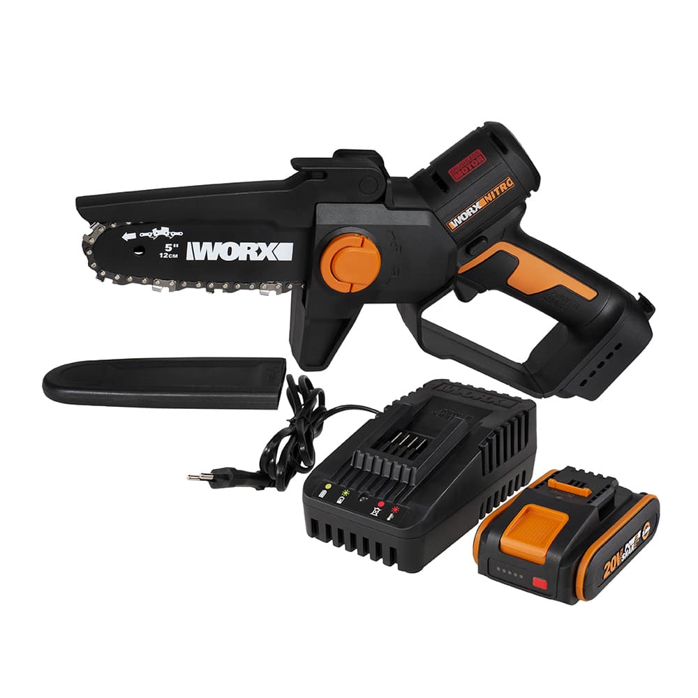 Aкумулаторен верижен трион Worx WG325E 20V 2Ah с батерия и зарядно устройство