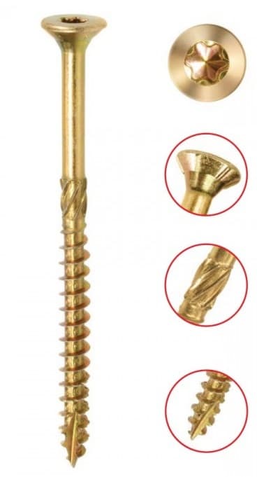 Винт за дърво Фрезенк тип 17 Torx жълт Zn 5.0x50