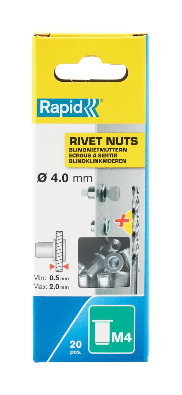 Нит гайки Rapid M4 / 20 броя + свредло