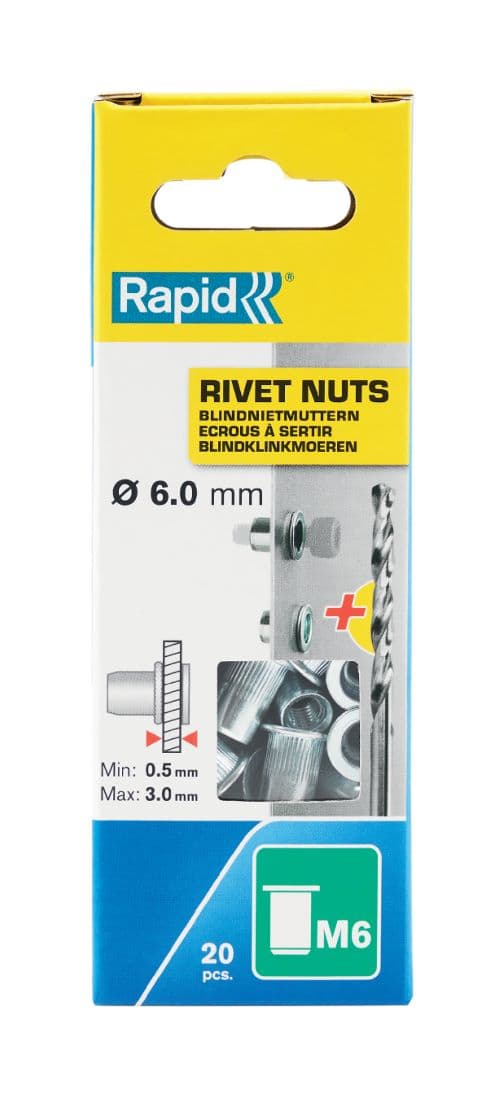 Нит гайки Rapid M6 / 20 броя + свредло