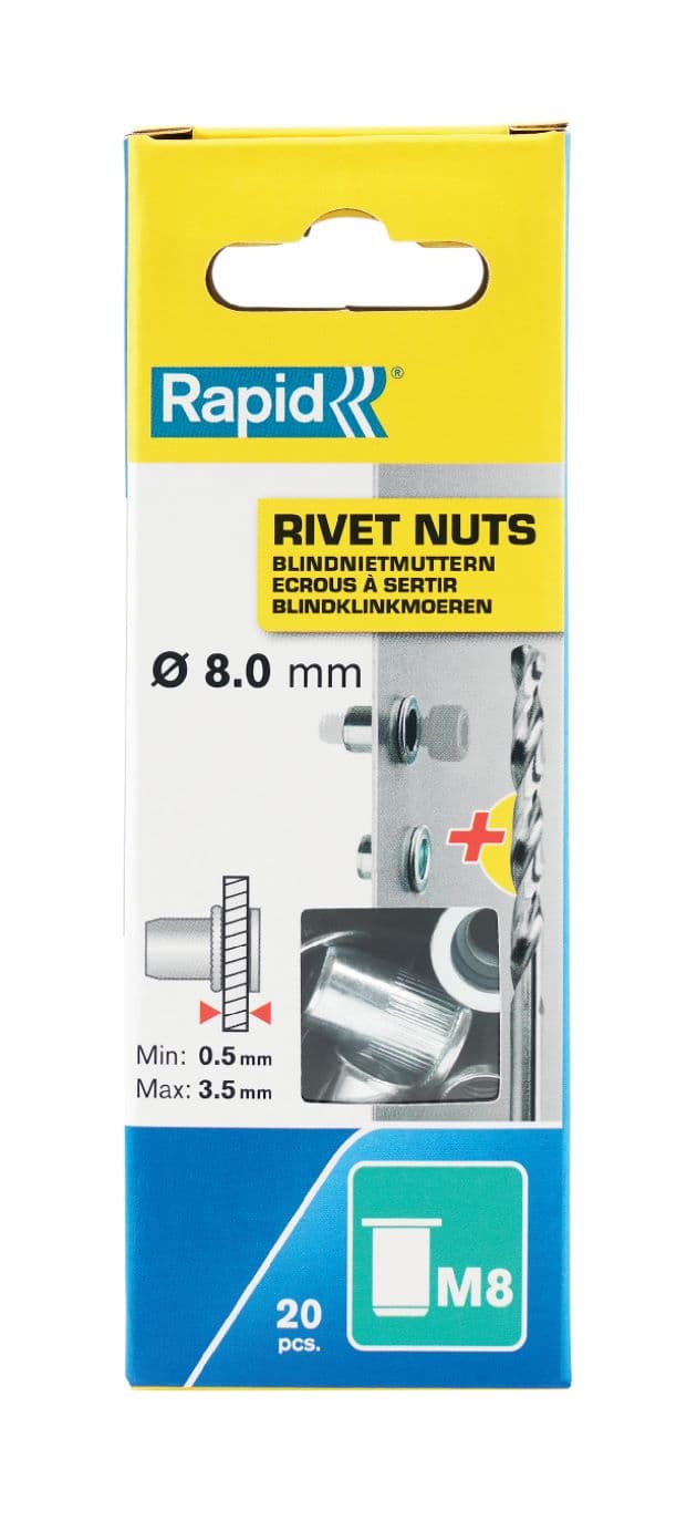 Нит гайки Rapid M8 / 20 броя + свредло