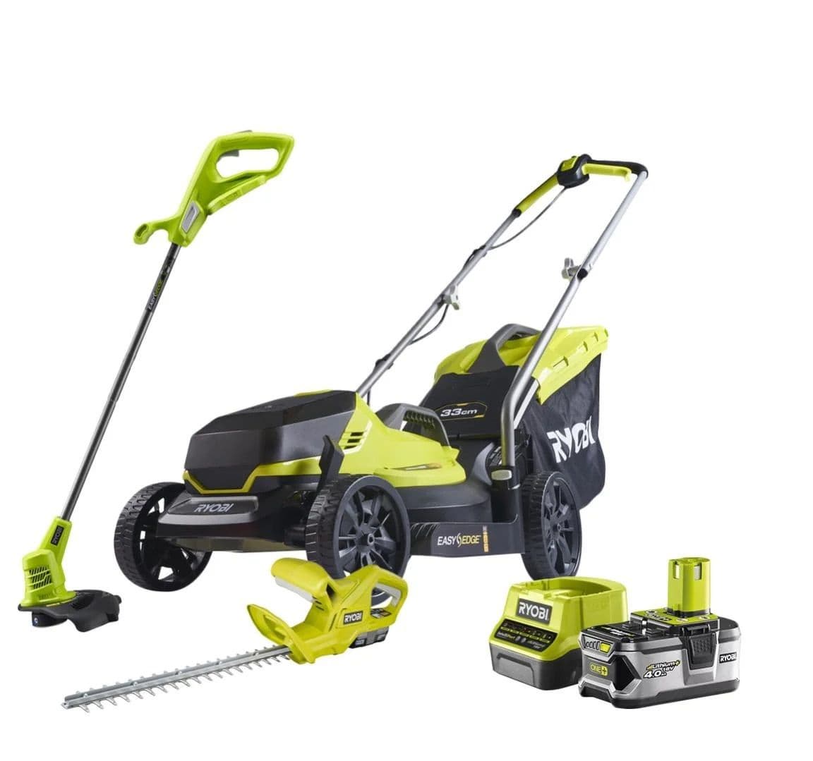 Акумулаторен сет косачка, тример и храсторез Ryobi + батерия 4Аh и зарядно