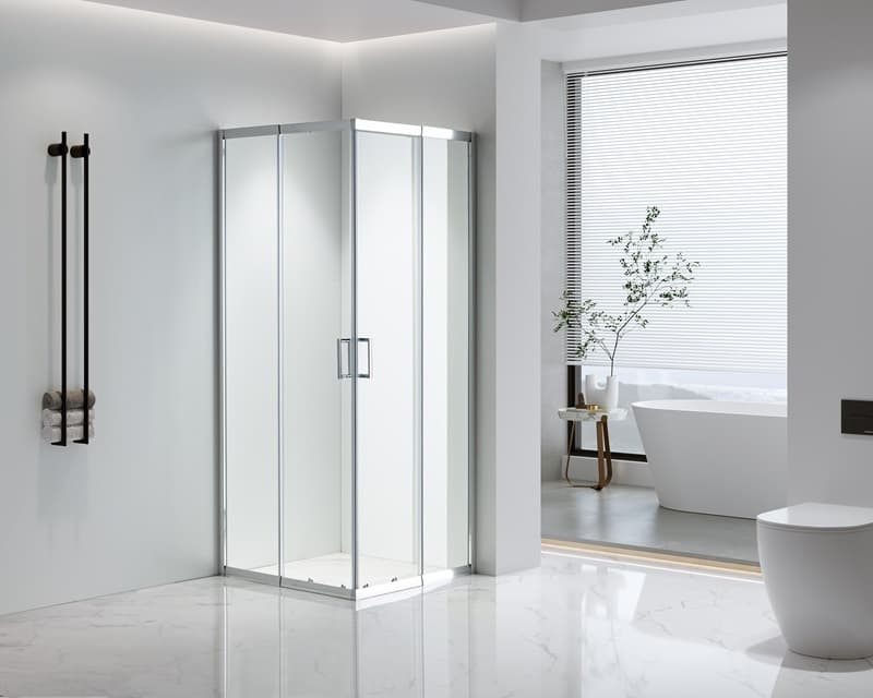 Квадратна душ кабина с плъзгащи врати без корито Cascada 80-90x80-90х190см прозрачно стъкло
