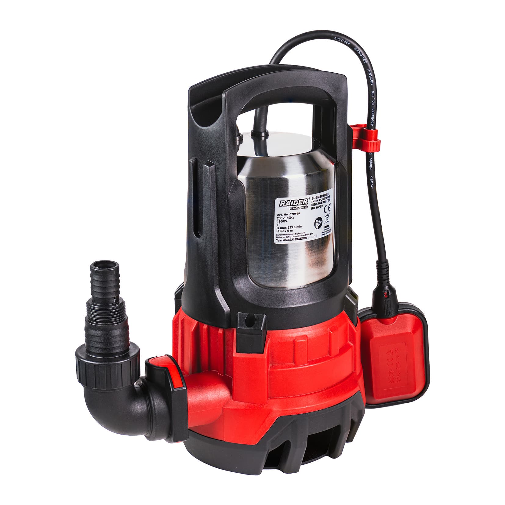 Потопяема водна помпа за мръсна вода Raider RD-WP62 Oil 360° Inox 1100W