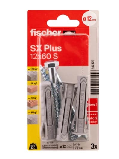 Дюбел с винт Fischer SX 12x60 SK NV 567829 / 3 броя