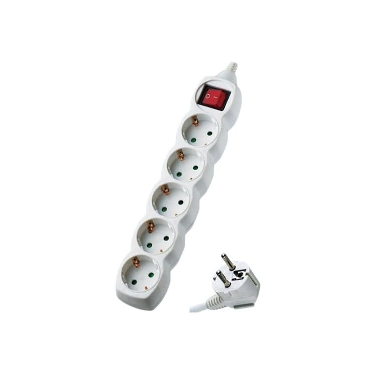 Разклонител 5 гнезда и ключ Ziel max 3680W 3м бял