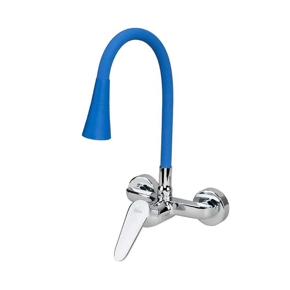 Едноръкохватков смесител за кухня с цветно гъвкаво тяло Cascada Blue Flexible син