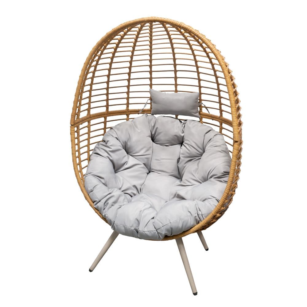 Стоящ ратанов стол тип яйце My Garden RH-73 сив / бежов