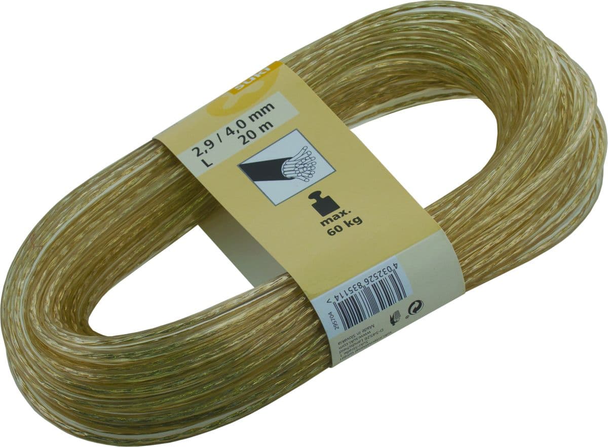 Стоманено въже "Brass'' с PVC прозр. покритие ø3мм / 4 мм / 20 м