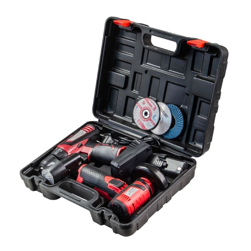 Комплект бормашина и ъглошлайф Raider Pro RDP-CDLCAG03 12V 2Ah + 2 батерии и зарядно