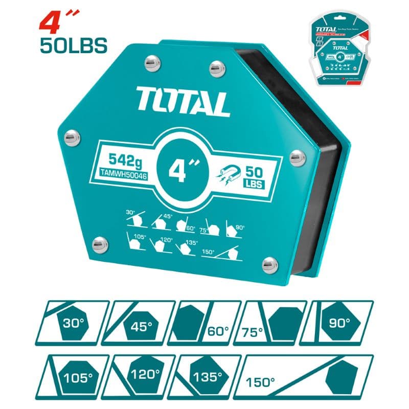 Магнитен ъгъл за закрепване Total 178х90х17.2мм 50Lbs 22.68кг