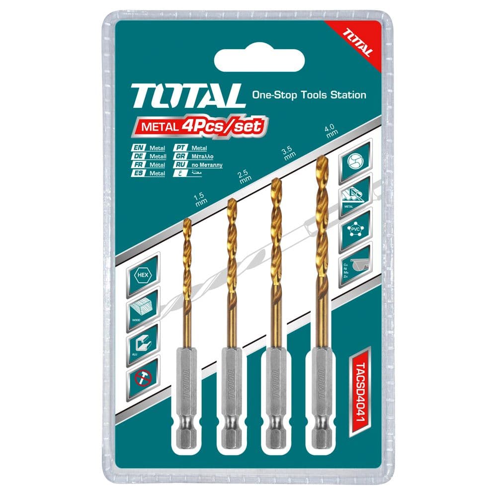 Комплект титаниеви свредла Total HEX 4 броя