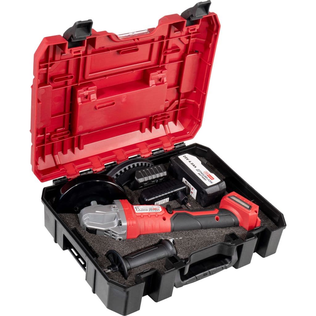 Акумулаторен ъглошлайф Raider RDP-PBAG20 R20 125мм с батерия, зарядно и куфар