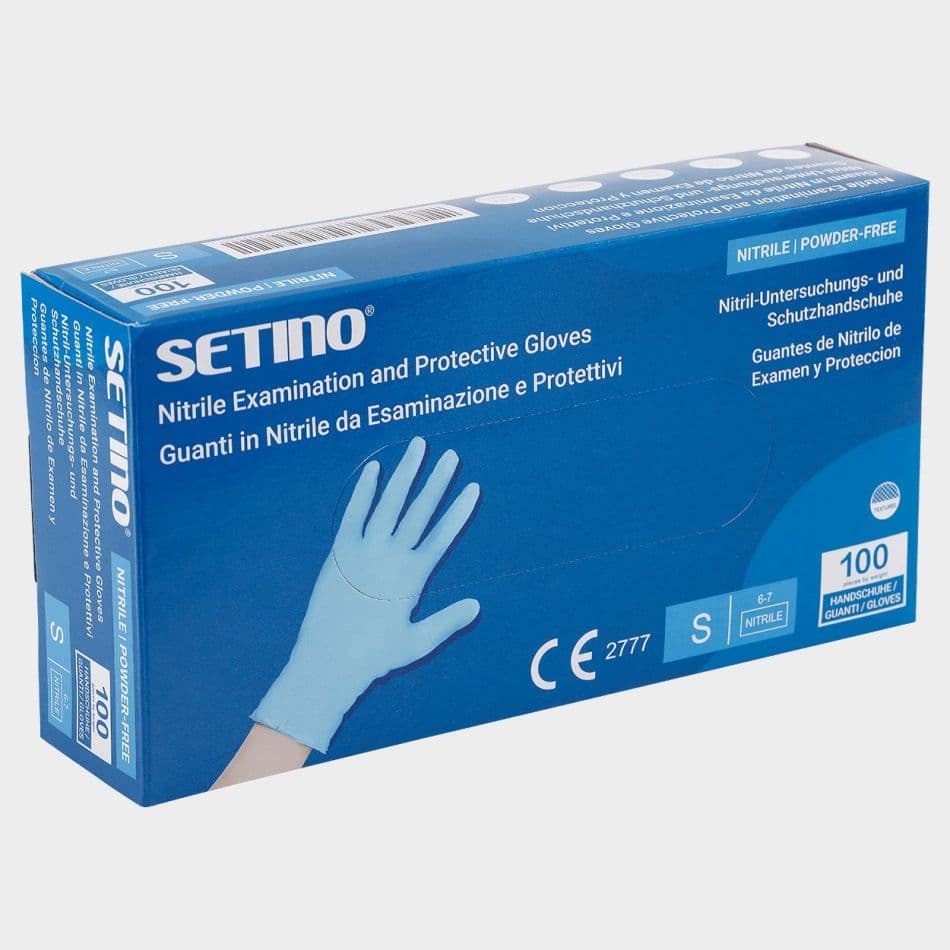 Pъкавици за еднократна употреба от нитрил Setino Nitrile Blue M / 100 броя