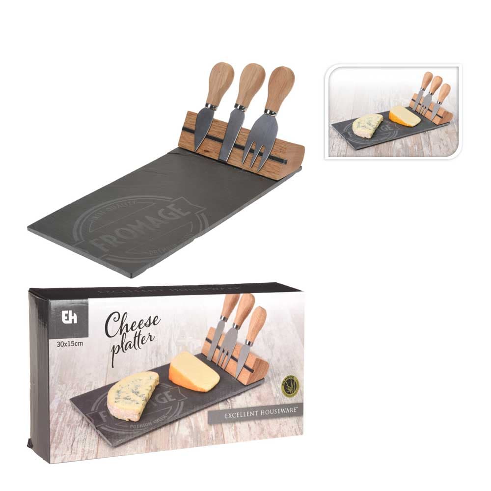 Комплект дъска за рязане Slate и прибори за сирене 30x15,5xH5см