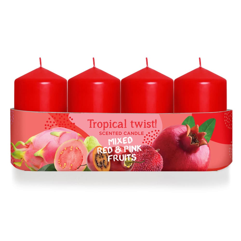Ароматни свещи Tropical Тwist Red 40x70мм 4 броя