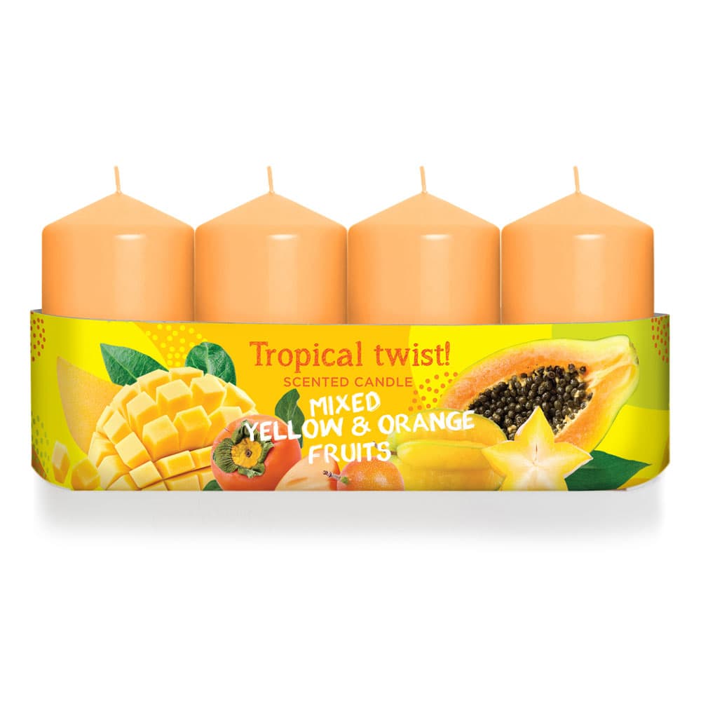 Ароматни свещи Tropical Twist Yellow 40x70мм 4 броя