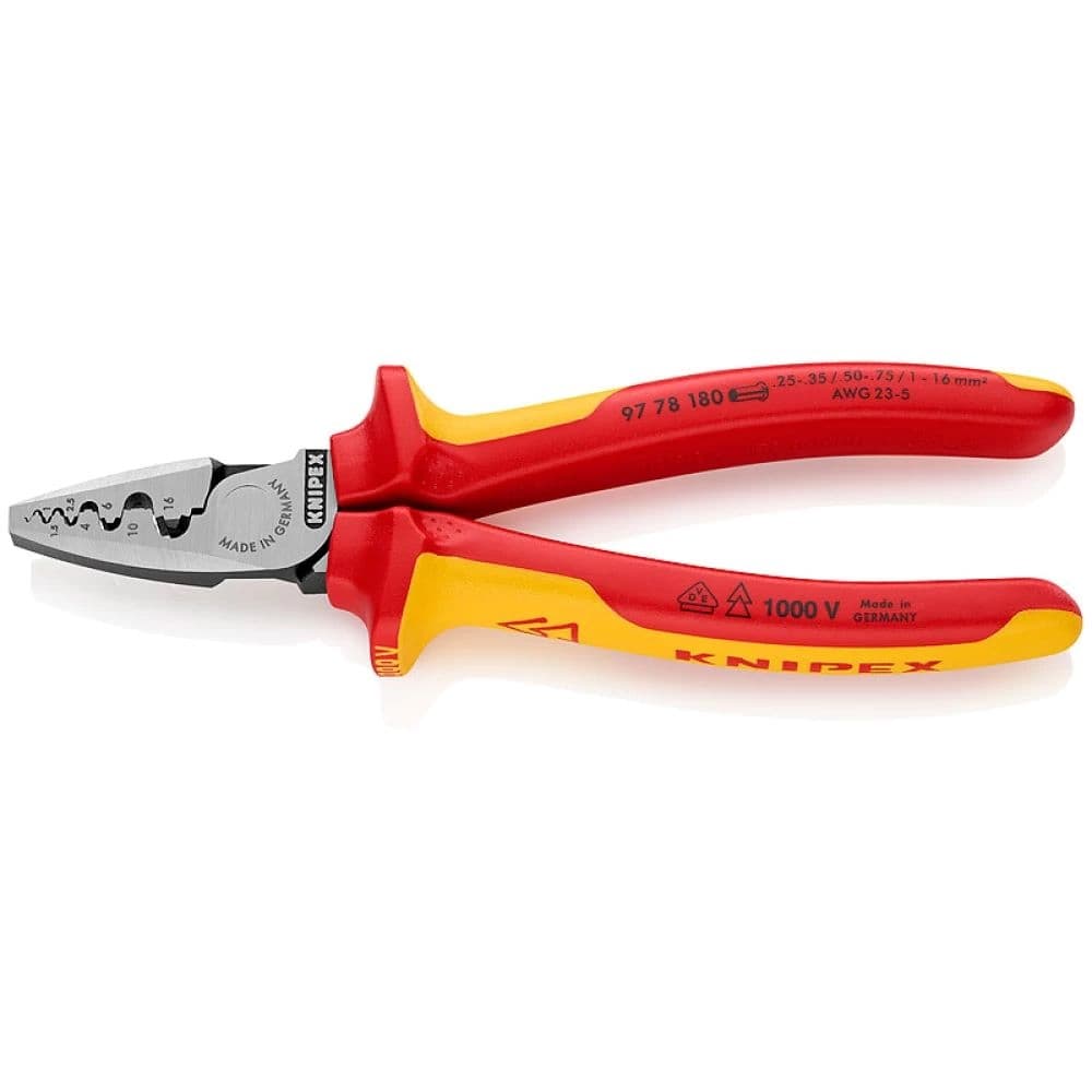 Клещи кримпващи за кабелни гилзи Knipex 97 78 180 S 180мм 