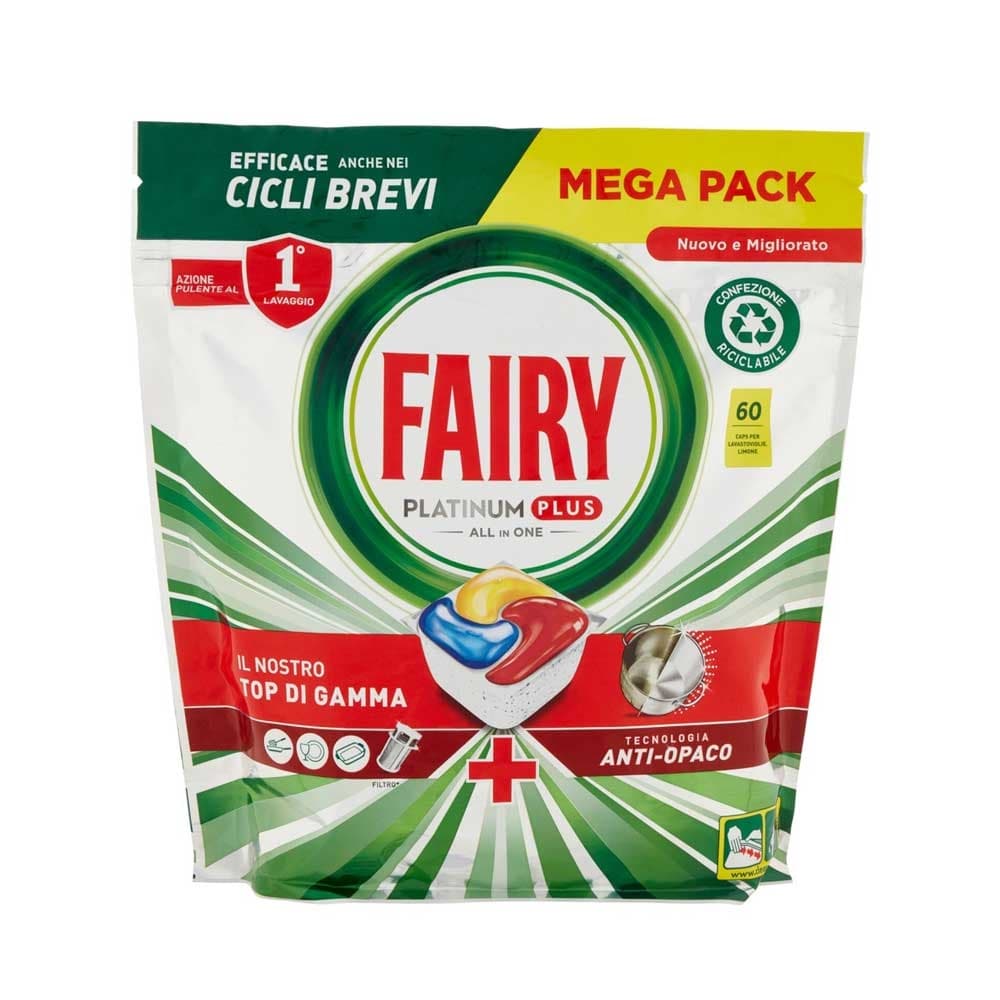 Таблетки за съдомиялна Fairy Platinum Plus All In One Limone 60 броя