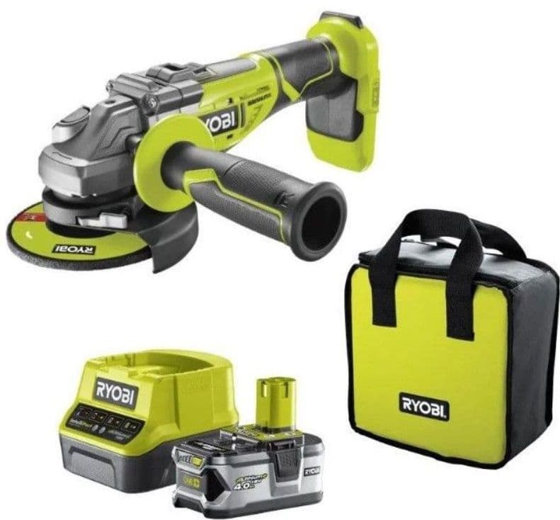 Акумулаторен безчетков ъглошлайф Ryobi R18AG7-140S 125мм с батерия и зарядно