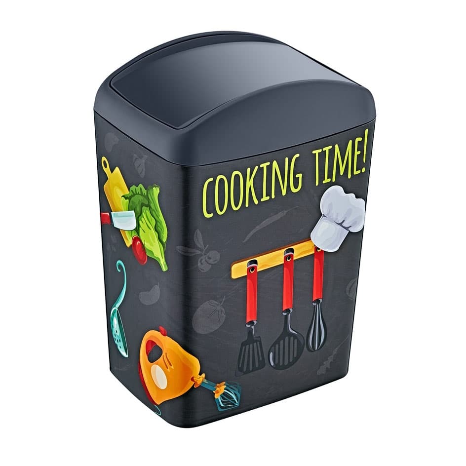 Кош за смет с люлеещ капак Horecano Home "Cooking" TRN-195-01 10л черен