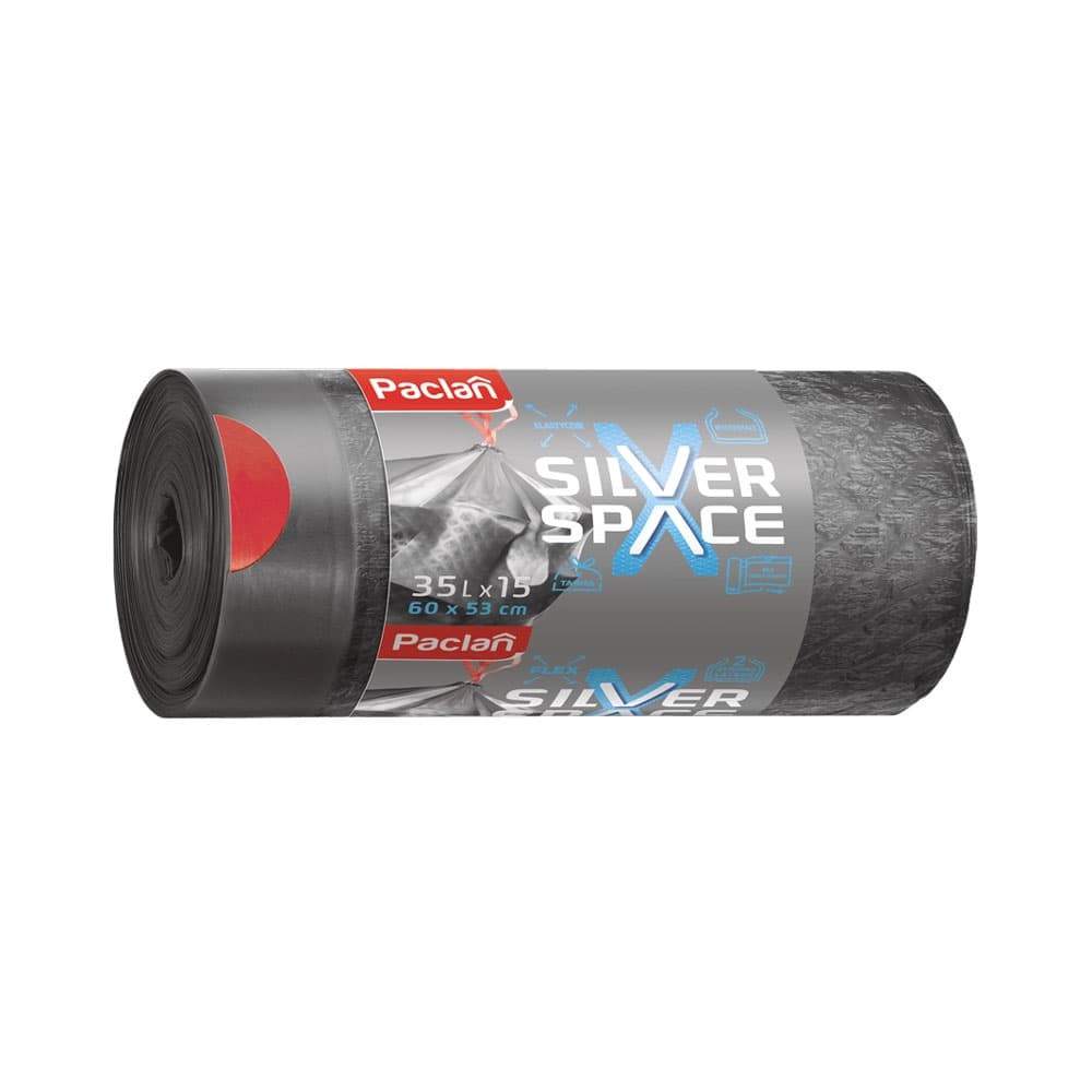 Торби за смет с връзки Paclan Silver Space 35л 15 броя