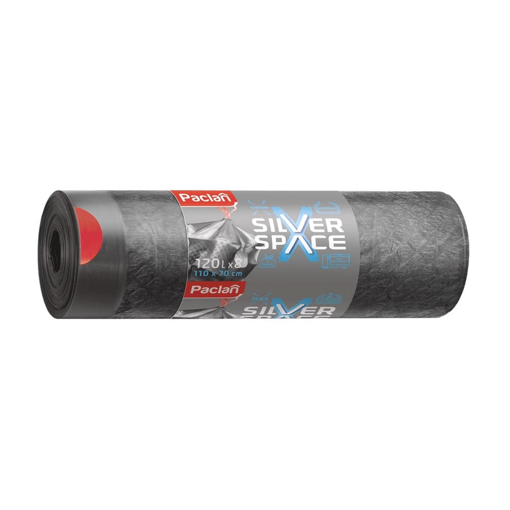 Торби за смет с връзки Paclan Silver Space 120л 8 броя