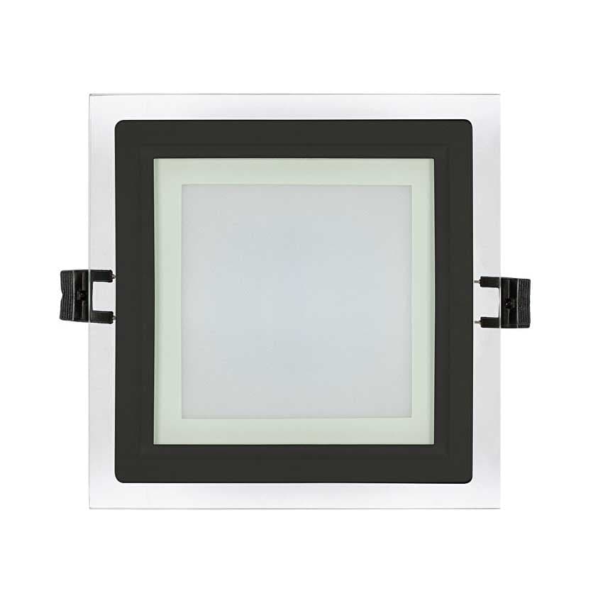LED стъклен панел Ultralux черен квадрат 18W 4200K IP44 