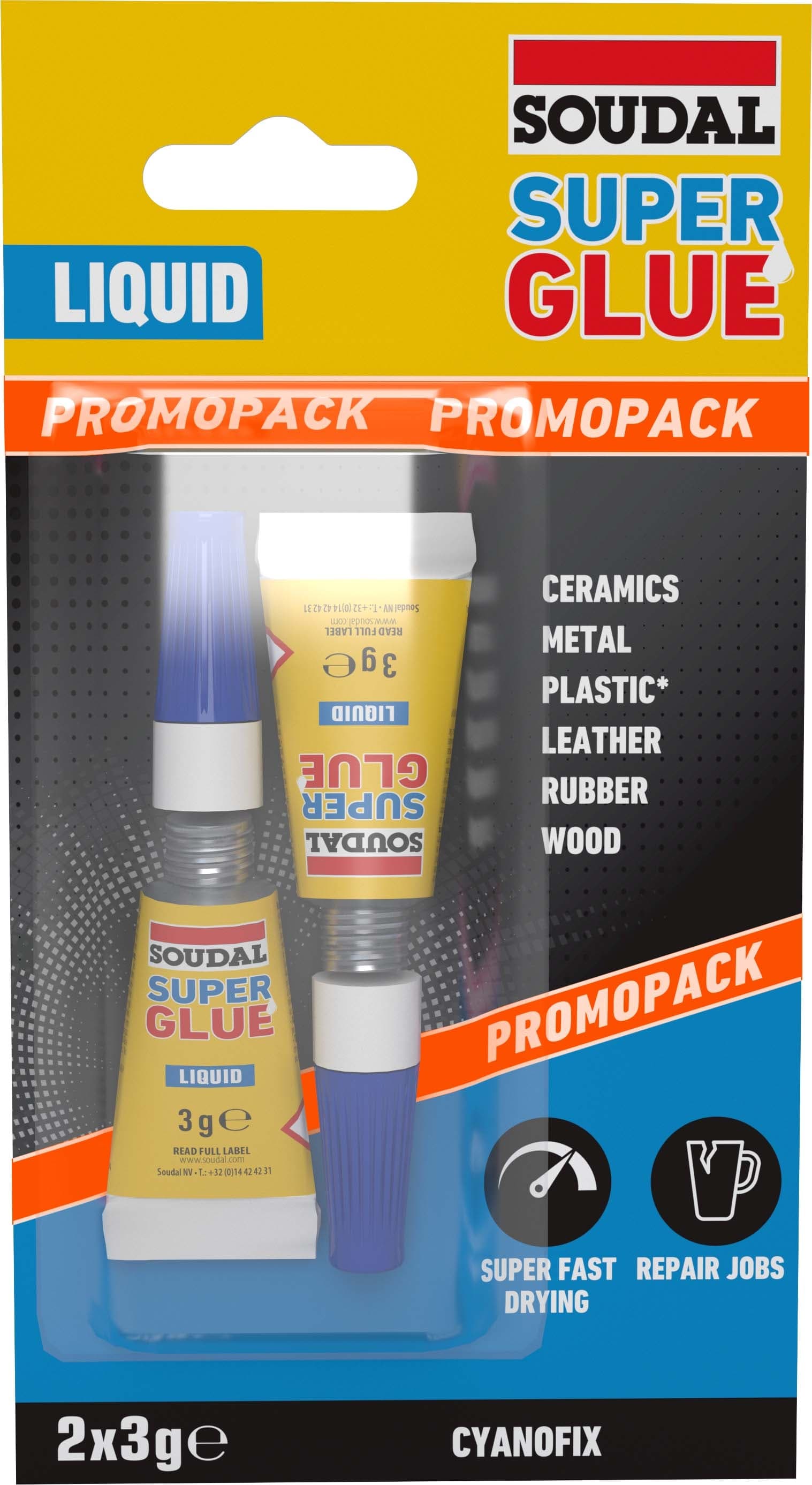 Секундно лепило Soudal Super Glue течно 3г