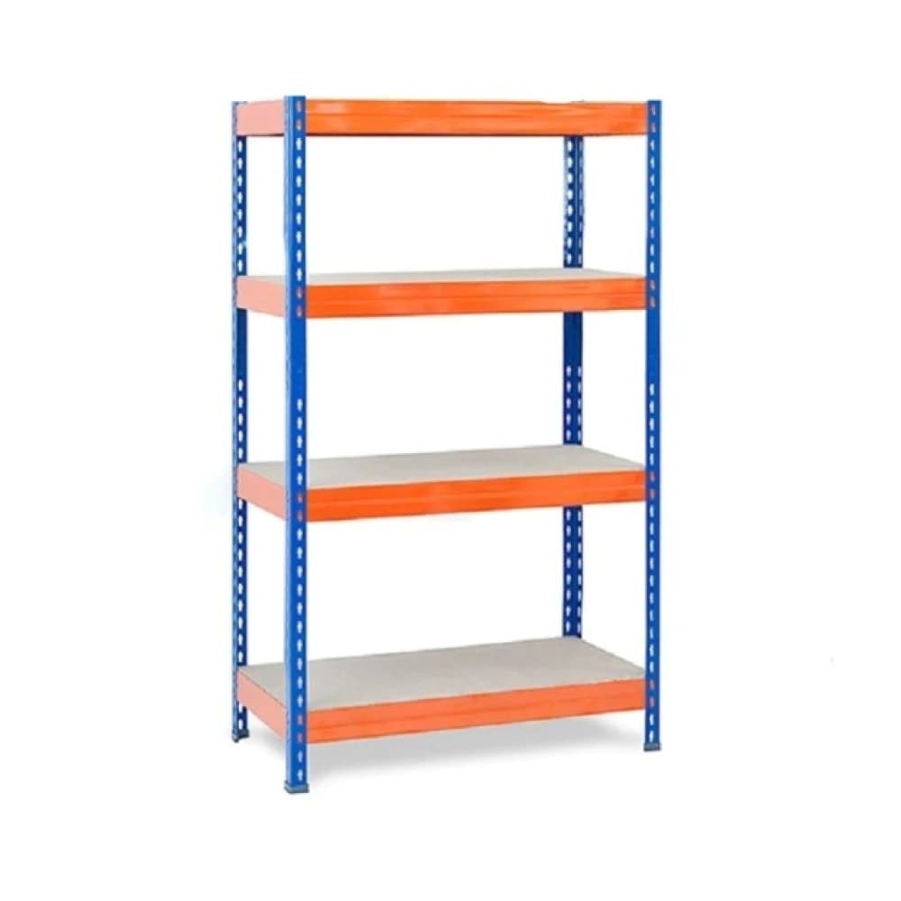 Метален стелаж с 4 рафта Rivet 300 EB50 син/оранжев 192x100x50см / до 300кг на рафт