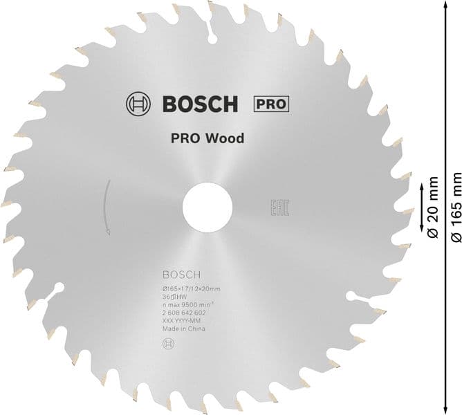 Диск за циркуляр Bosch Pro Wood 165x20/16x1,7мм