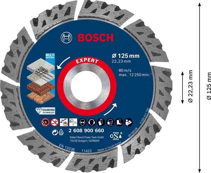 Диамантен диск за рязане Bosch Expert Multi Material 125x22,23x2,2x12 мм