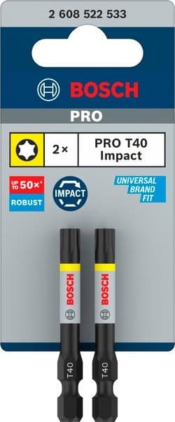 Бит Bosch Pro Torx Impact T40 / 55мм 2 броя