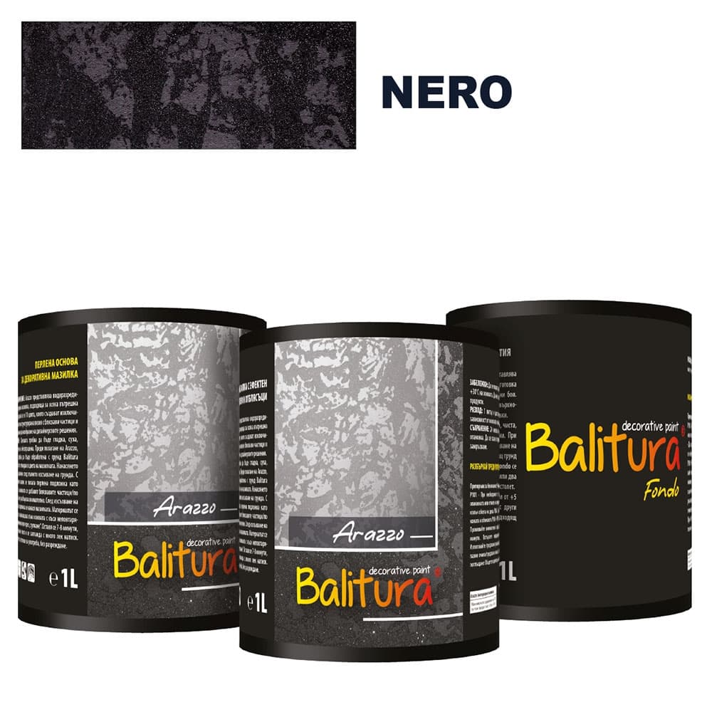 Mатова мазилка с релеф и отблясъци Balitura Arazzo Matto Nero + грунд 4кг
