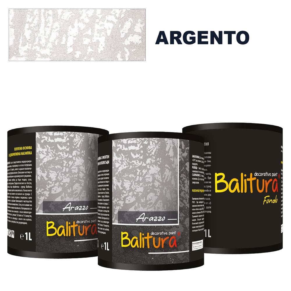 Mатова мазилка с релеф и отблясъци Balitura Arazzo Matto Argento + грунд 4кг