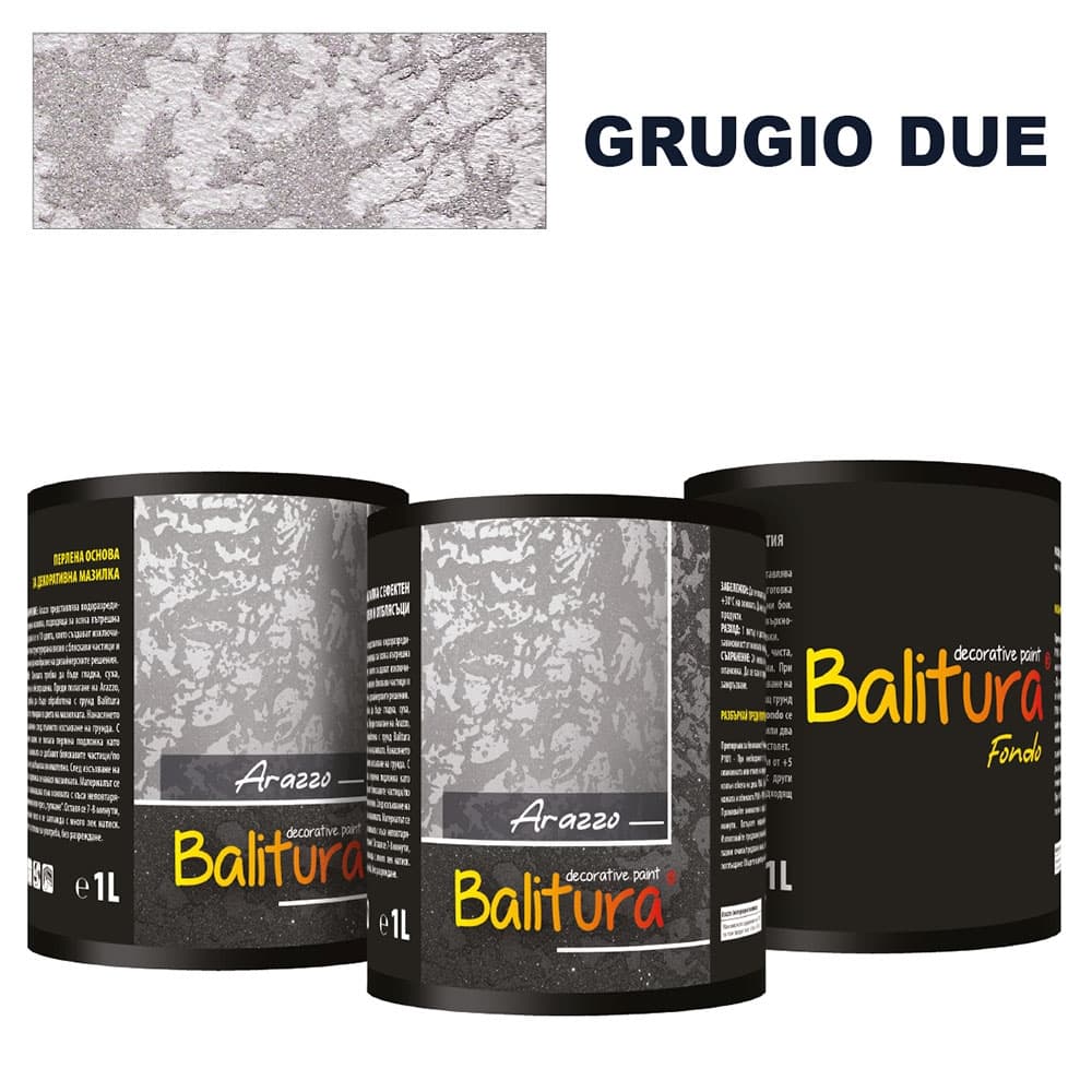 Mатова мазилка с релеф и отблясъци Balitura Arazzo Matto Grigio Due + грунд 4кг