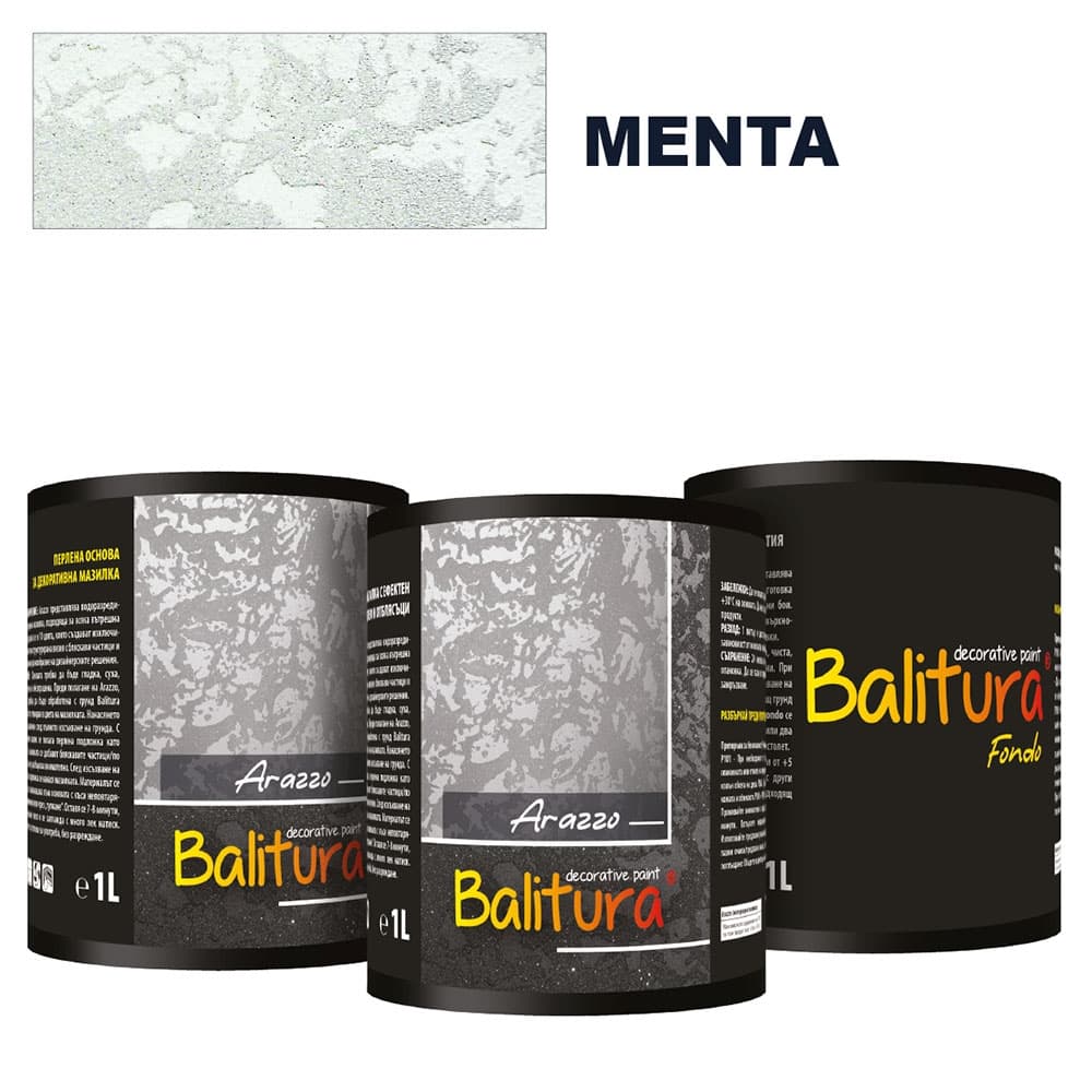 Mатова мазилка с релеф и отблясъци Balitura Arazzo Matto Menta + грунд 4кг