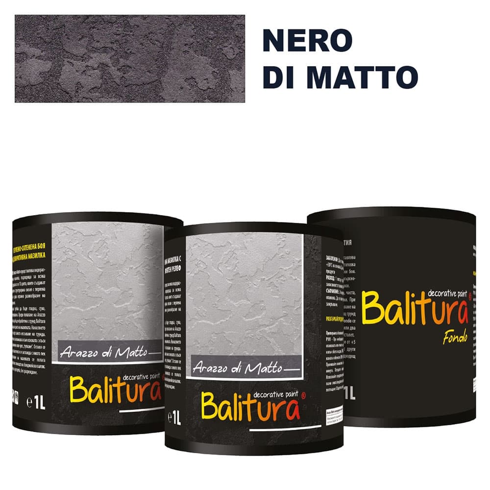 Mатова мазилка с релеф Balitura Arazzo Matto Nero + грунд 4кг