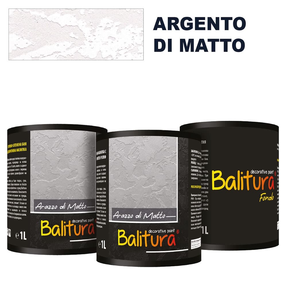 Mатова мазилка с релеф Balitura Arazzo Matto Аrgento + грунд 4кг