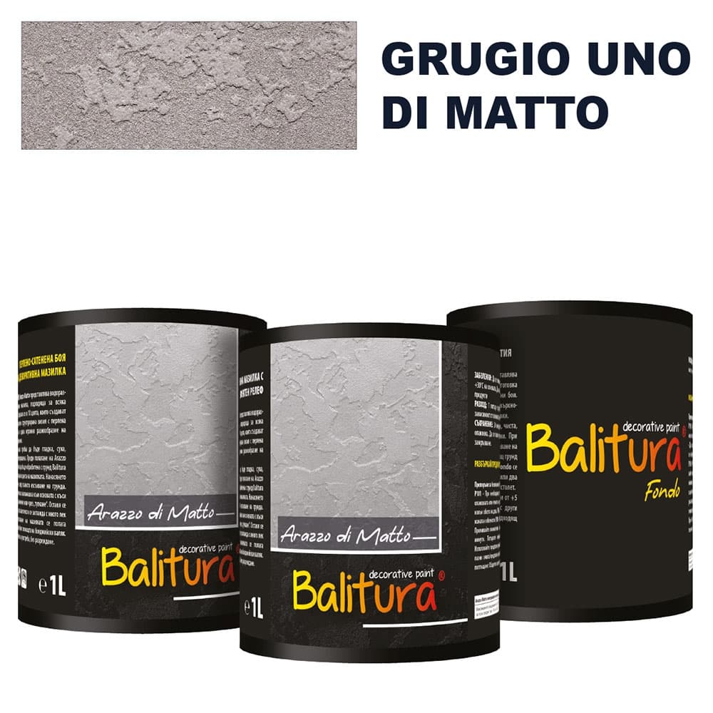 Mатова мазилка с релеф Balitura Arazzo Matto Grigio uno + грунд 4кг