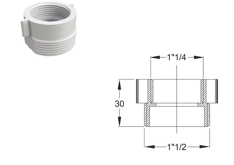 Пластмасов преход за сифон 1 1/4'' Ж х 1 1/2'' М Bonomini