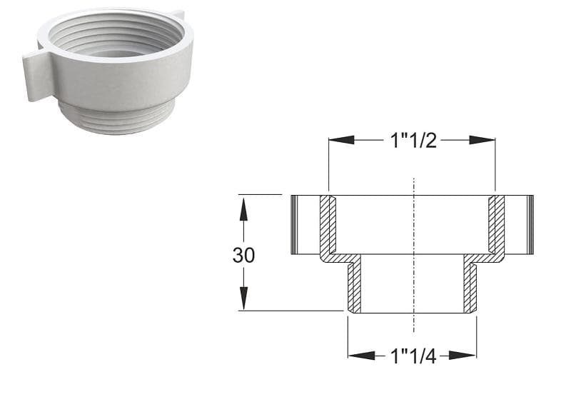 Пластмасов преход за сифон 1 1/2'' Ж х 1 1/4'' М Bonomini