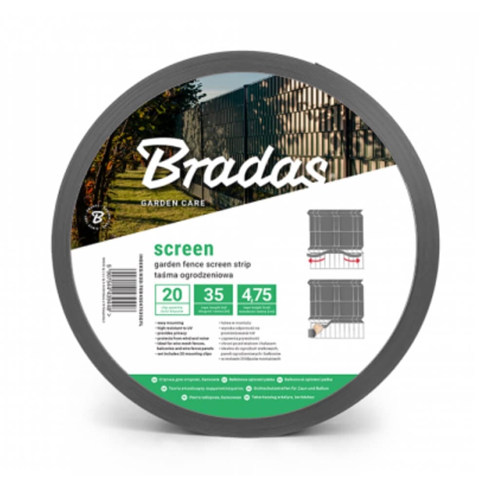 Оградна засенчваща лента 4,75см x 35 м Bradas сива 