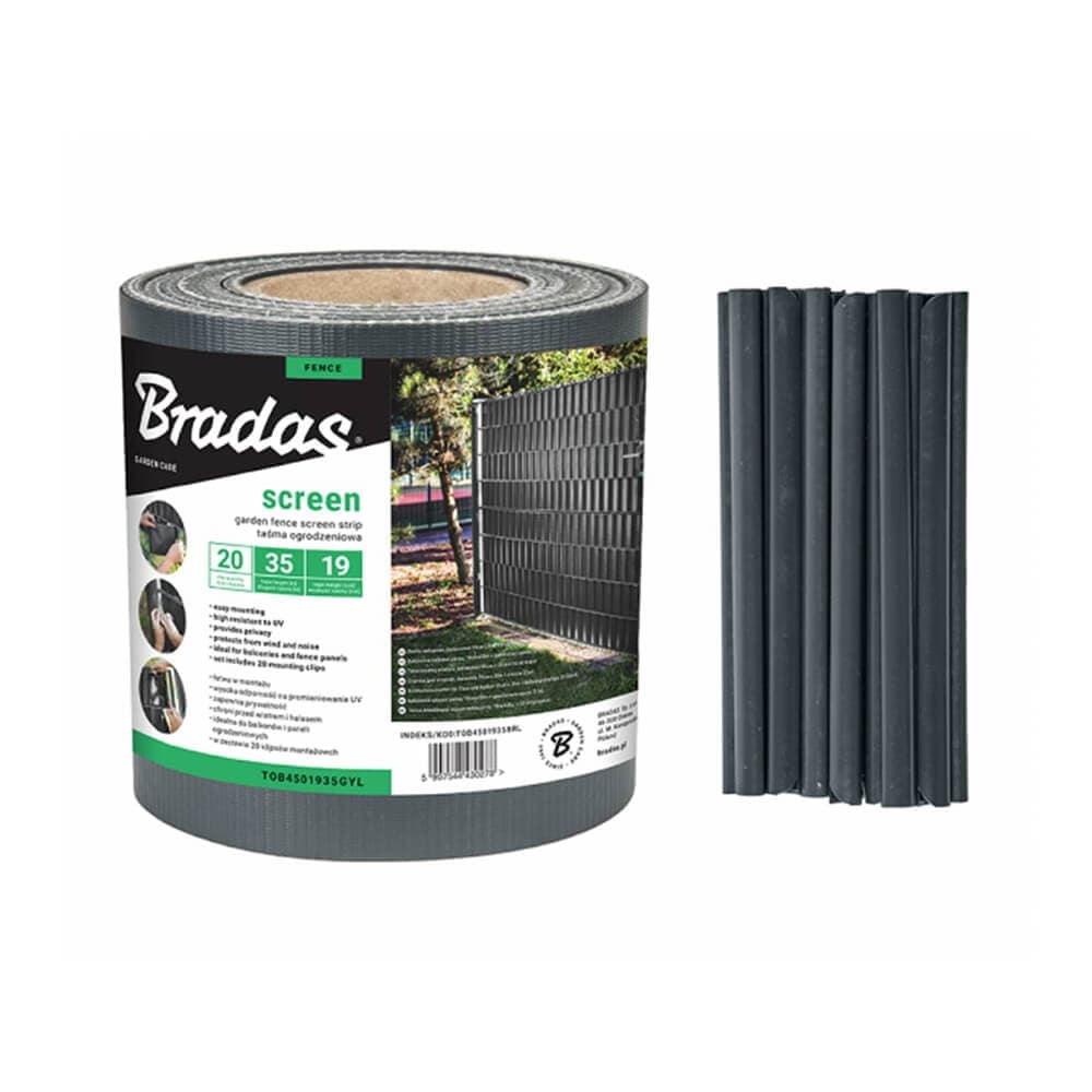 Оградна засенчваща лента Bradas 19см x 35 м сива 