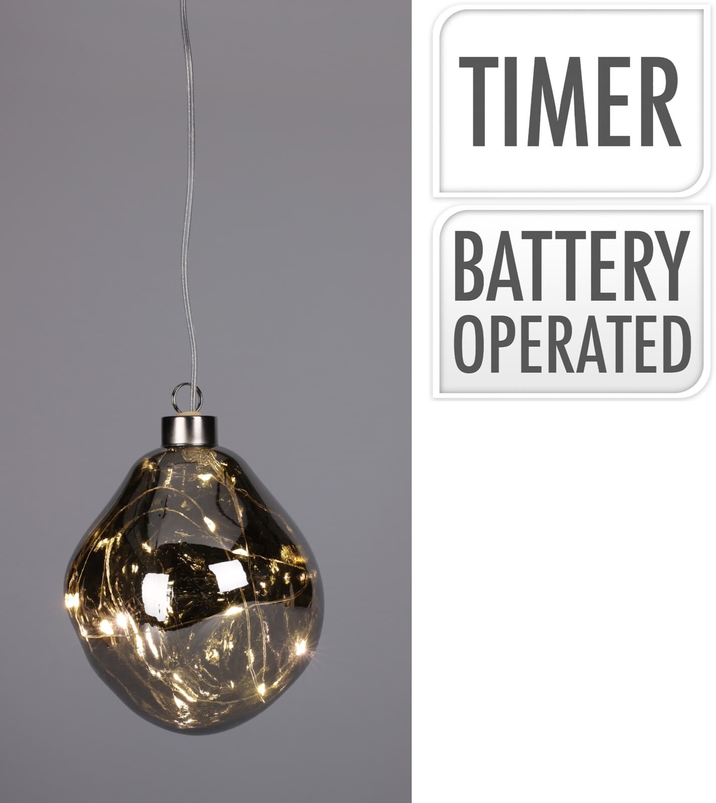 Коледна LED топка с органична форма 10см